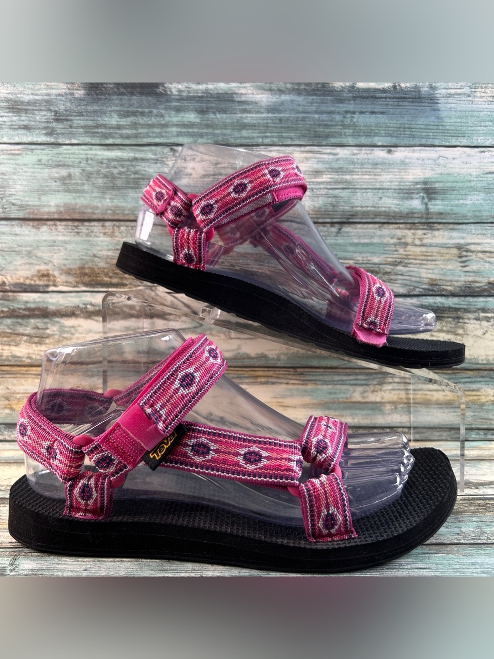 Teva Original Universal Strappy Sandals Womens 7 Pink Nylon Adjustable Straps